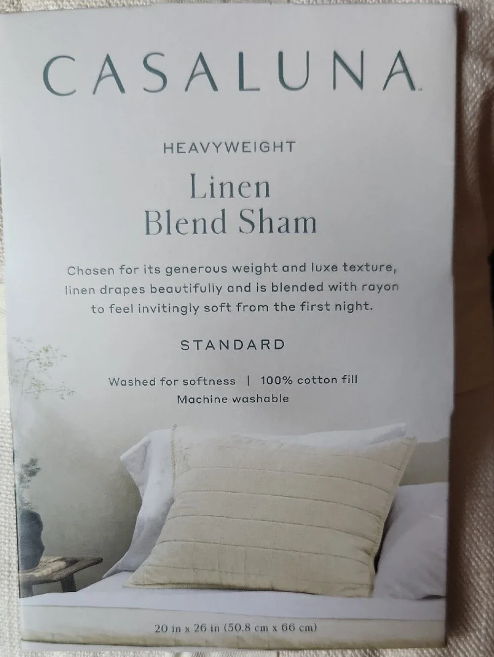 Casaluna Linen Blend Standard Sham in Cream